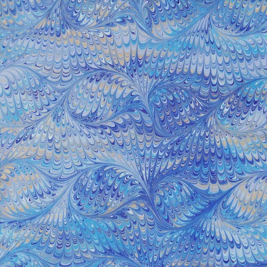 Hand Marbled Paper Bird Wing Pattern in Blues ~ Berretti Marbled Arts